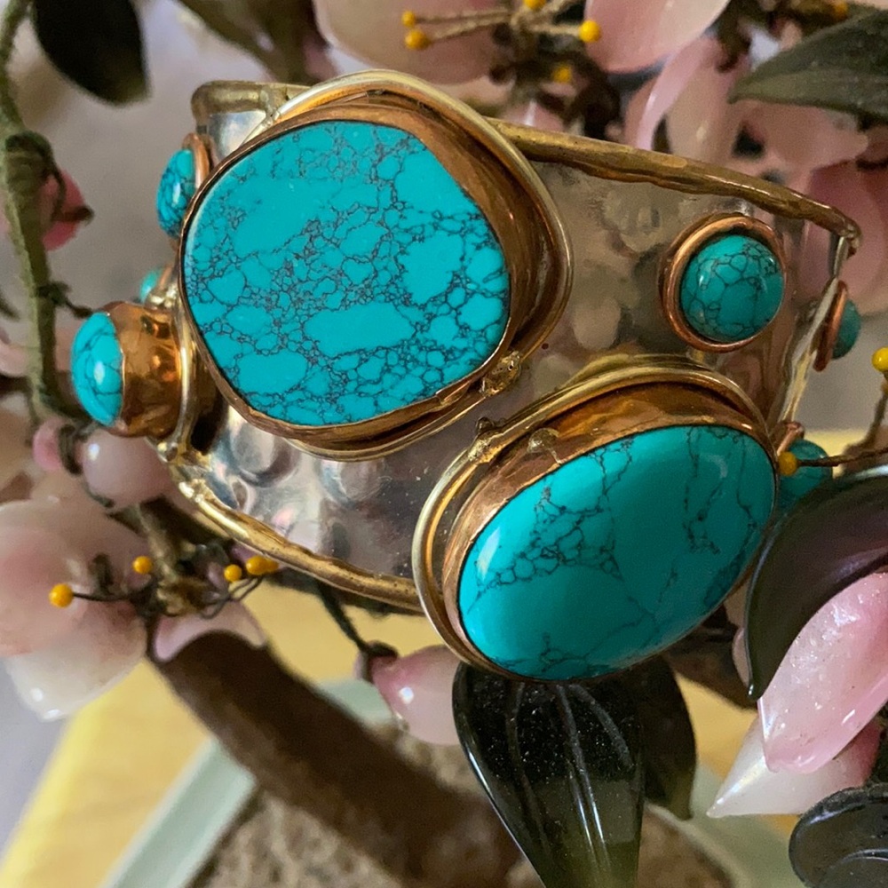Vintage green turquoise cuff